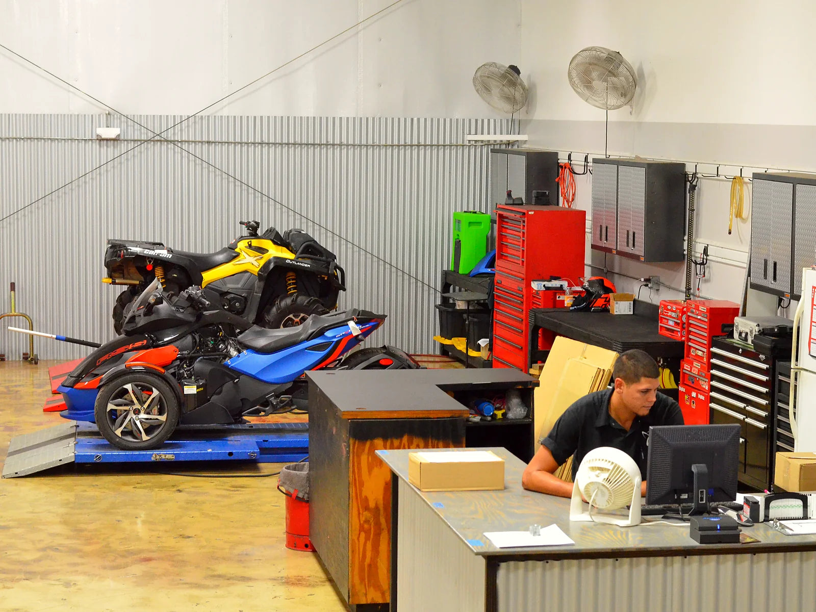 Can-Am Spyder in the CFPS service department