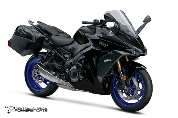 2027 Suzuki GSX-S1000GT+ in Glass Sparkle Black - front three-quarter studio view