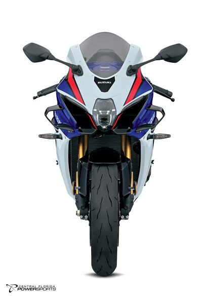 2027 Suzuki GSX-R1000RS 40th Anniversary Edition in Pearl Vigor Blue / Pearl Tech White - front studio view