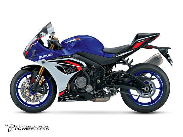 2027 Suzuki GSX-R1000RS 40th Anniversary Edition in Pearl Vigor Blue / Pearl Tech White - left side studio view