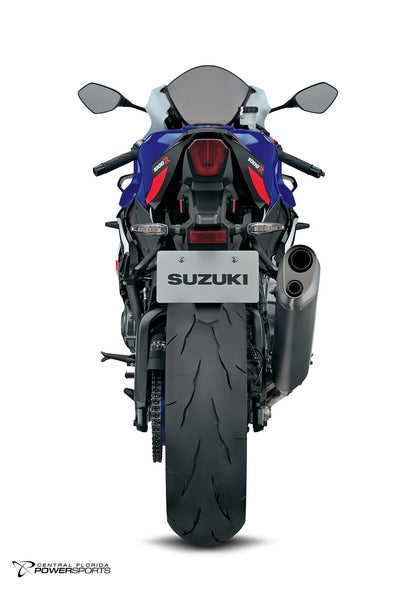2027 Suzuki GSX-R1000RS 40th Anniversary Edition in Pearl Vigor Blue / Pearl Tech White - rear studio view