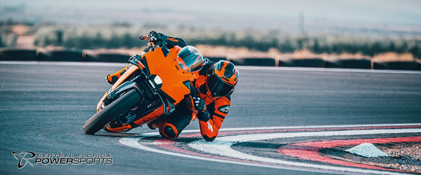 2027 KTM 990 RC R in Black - riding action