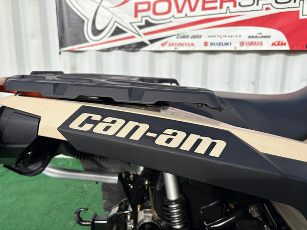 2023 Can-Am Outlander X MR 850 tan rear rack and Can-Am fender badge