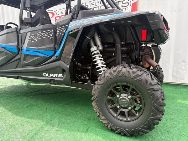 2023 Polaris RZR XP 4 1000 gray left rear wheel and rear quarter