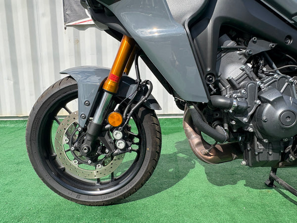 2024 Yamaha Tracer 9 GT+ black — wheel and brake detail | Central Florida PowerSports Kissimmee