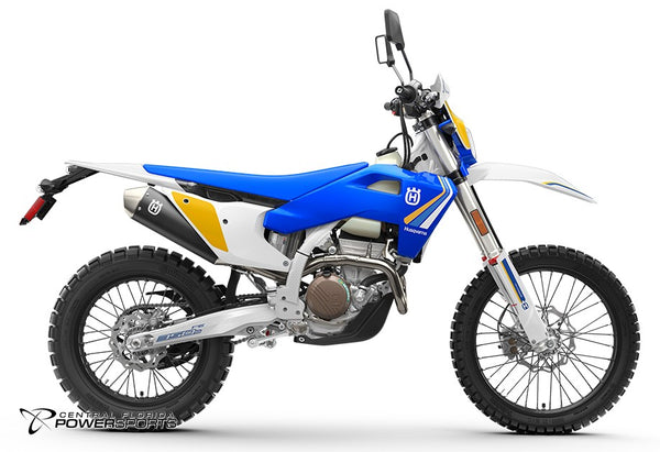2025 Husqvarna FE 350s Heritage Edition side profile studio photo