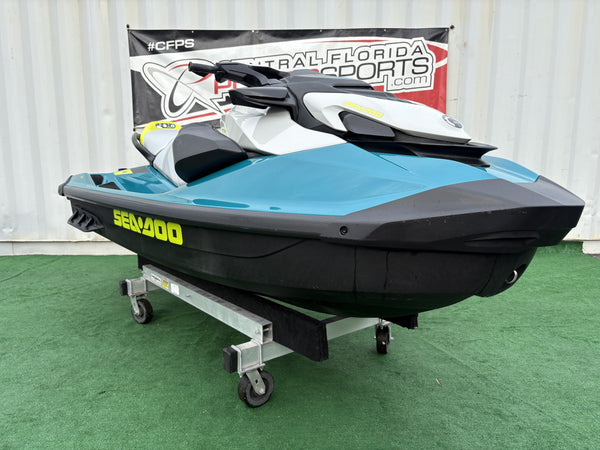 2025 Sea-Doo GTI SE 170 blue right front three-quarter view, closer