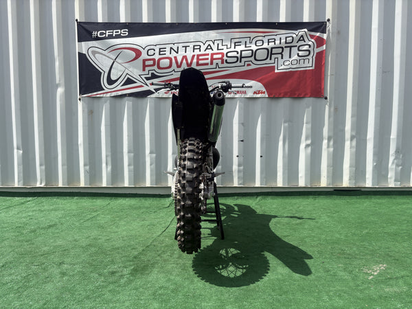 2025 Yamaha YZ250 Monster Energy Edition in Blue, straight-on rear view, used dirt bike for sale at Central Florida PowerSports