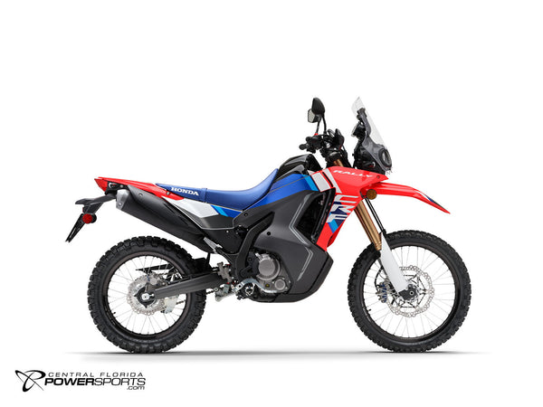 2026 Honda CRF300L Rally in red, side view.