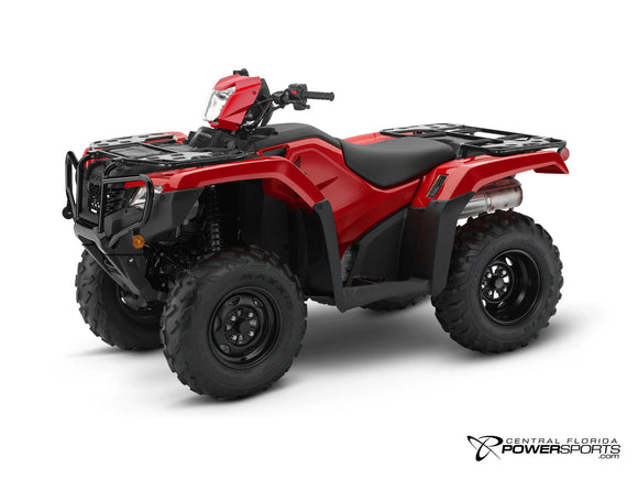 2026 Honda FourTrax Foreman 4x4 in Hero Red, three-quarter view.
