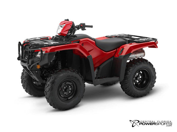 2026 Honda FourTrax Foreman 4x4 in Hero Red, three-quarter view.