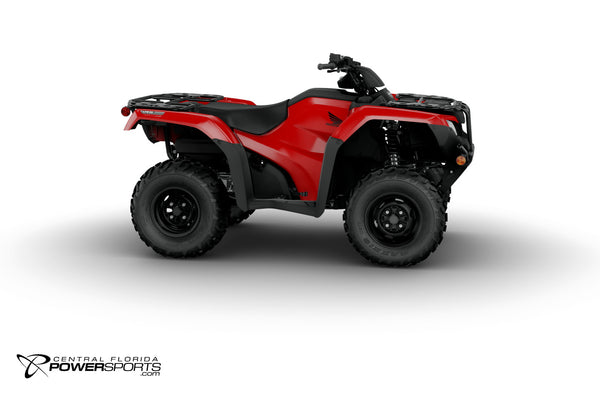 2026 Honda FourTrax Rancher 4x4 Automatic DCT IRS EPS in Hero Red, front view.