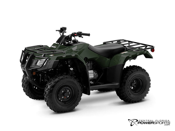 2026 Honda FourTrax Recon in Black Forest Green, three-quarter view.