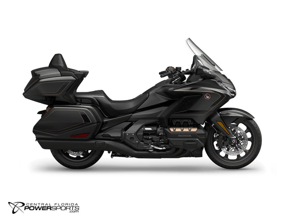 2026 Honda Gold Wing Tour Airbag Automatic DCT in Metallic Black, side view.