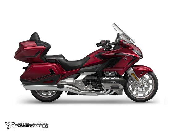 2026 Honda Gold Wing Tour in Candy Ardent Red, side view.