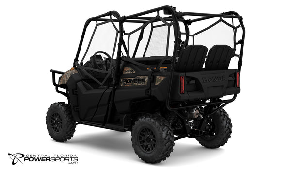 2026 Honda Pioneer 700-4 Forest in TrueTimber Atera Camo, rear view.