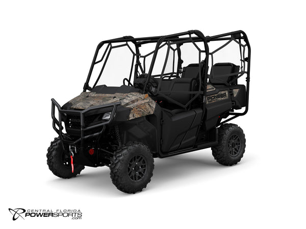 2026 Honda Pioneer 700-4 Forest in TrueTimber Atera Camo, three-quarter view.