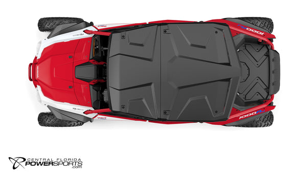 2026 Honda Talon 1000R-4 FOX Live Valve in Pearl Red, top view.