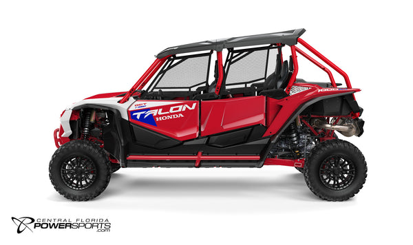 2026 Honda Talon 1000X-4 in Pearl Red, side view.
