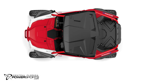 2026 Honda Talon 1000X FOX Live Valve in Pearl Red, top view.