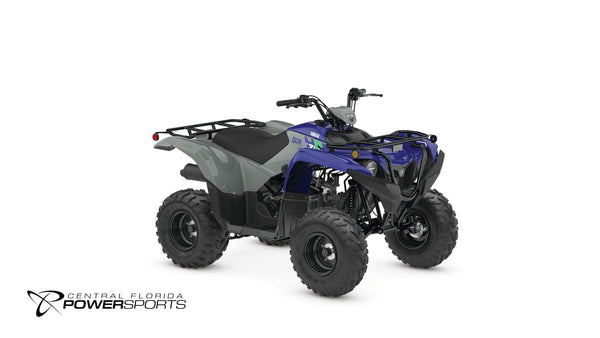 2026 Yamaha Grizzly 110 in Armor Grey, front-right three-quarter studio view