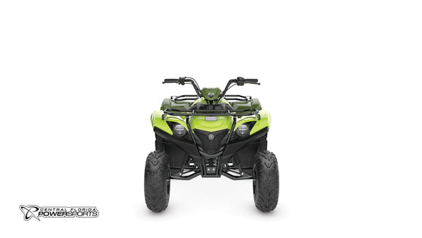 2026 Yamaha Grizzly 110 in Tactical Green/Acid Green, front studio view