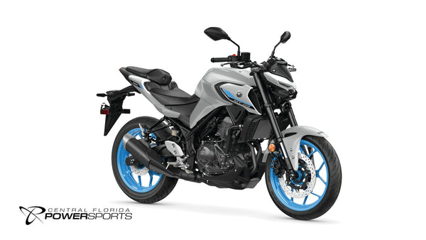 2026 Yamaha MT-03 in Ice Storm, front-right three-quarter studio view