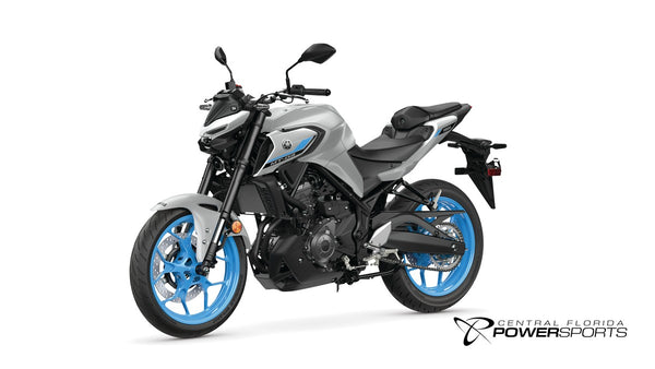 2026 Yamaha MT-03 in Ice Storm, front-left three-quarter studio view