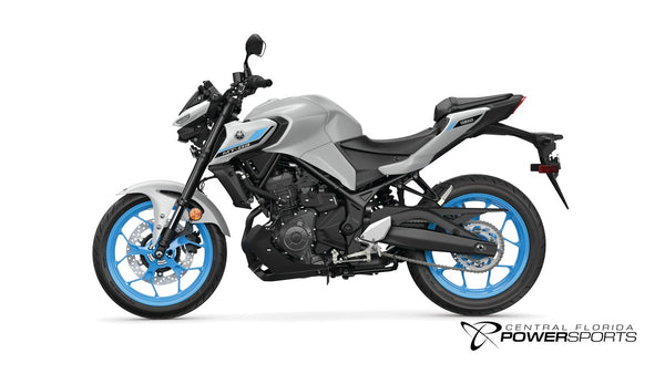 2026 Yamaha MT-03 in Ice Storm, left-facing studio view