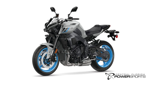 2026 Yamaha MT-10 in Ice Storm, front-left three-quarter studio view