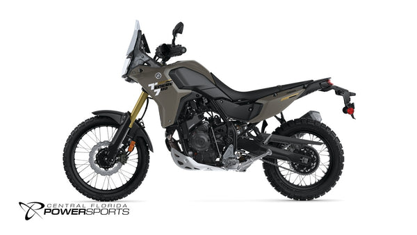 2026 Yamaha Tenere 700 in Tech Titanium, left-facing studio view