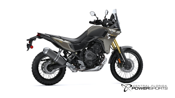 2026 Yamaha Tenere 700 in Tech Titanium, right-side three-quarter studio view