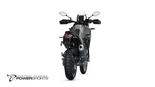 2026 Yamaha Tenere 700 in Tech Titanium, rear three-quarter studio view