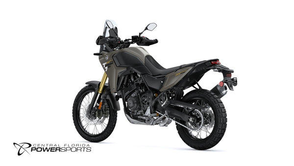 2026 Yamaha Tenere 700 in Tech Titanium, rear-left three-quarter studio view