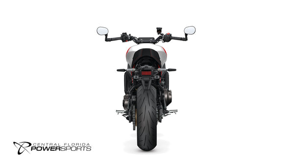 2026 Yamaha XSR900 in Heritage White, rear studio view