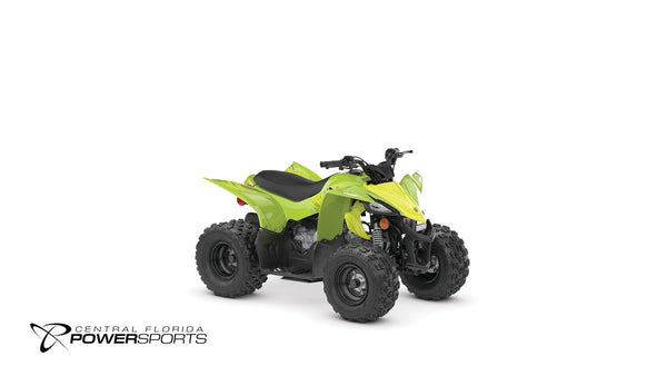 2026 Yamaha YFZ50 in Acid Green, front-right three-quarter studio view