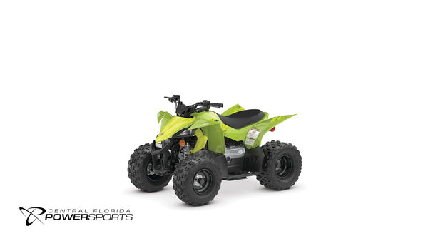 2026 Yamaha YFZ50 in Acid Green, front-left three-quarter studio view