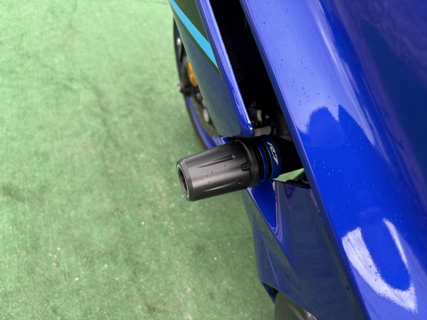 2026 Yamaha YZF-R7 in Blue, second frame slider close-up, used motorcycle for sale at Central Florida PowerSports