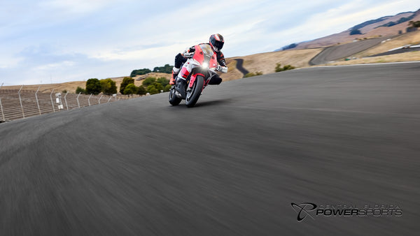 Rider cresting a racetrack rise on a 2026 Yamaha YZF-R9 70th Anniversary Edition