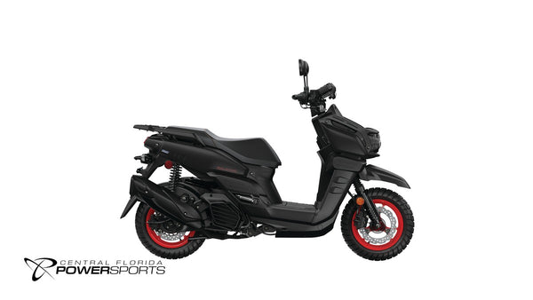 2026 Yamaha Zuma 125 in Matte Black, right-facing studio view at Central Florida PowerSports in Kissimmee