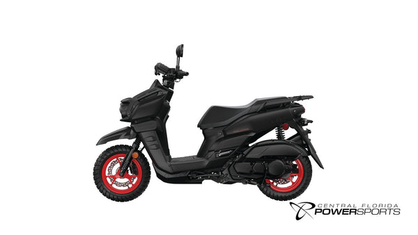 2026 Yamaha Zuma 125 in Matte Black, left-facing studio view