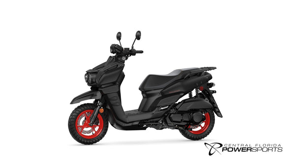 2026 Yamaha Zuma 125 in Matte Black, left-side three-quarter studio view