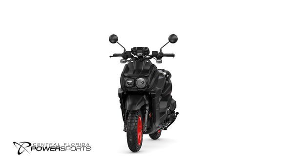 2026 Yamaha Zuma 125 in Matte Black, front three-quarter studio view