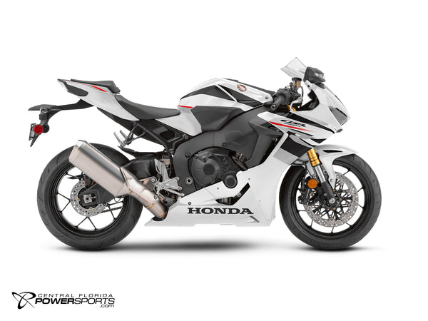 2027 Honda CBR1000RR ABS in Pearl White, side view.