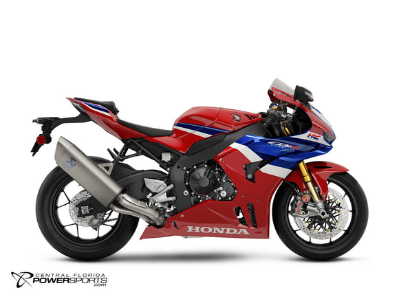 2027 Honda CBR1000RR-R Fireblade SP in Grand Prix Red, side view.