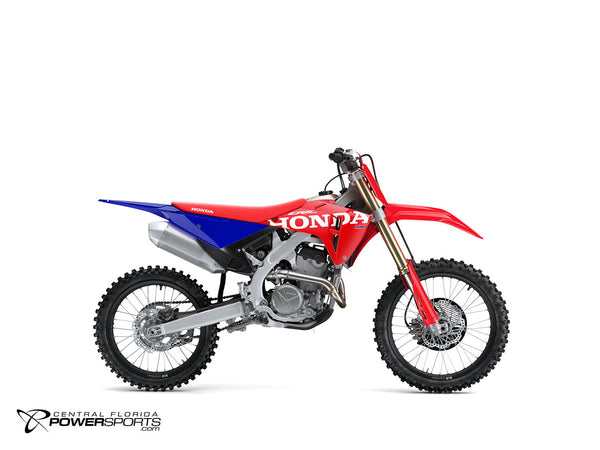 2027 Honda CRF250R in red, side view.