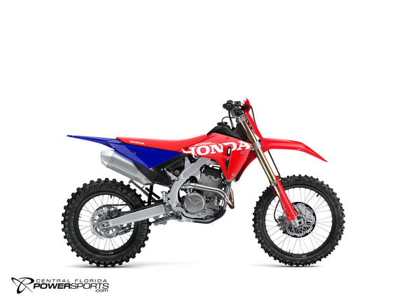 2027 Honda CRF250RX in red, side view.