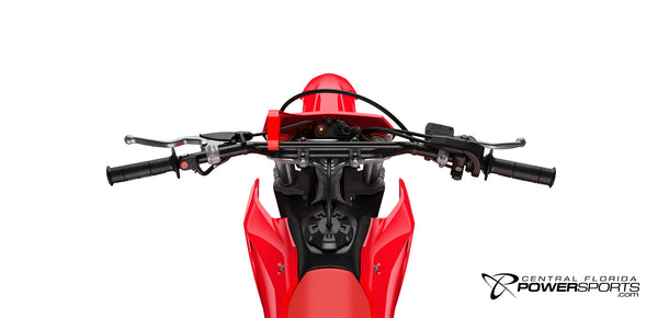 2027 Honda CRF300F in Red, cockpit view.