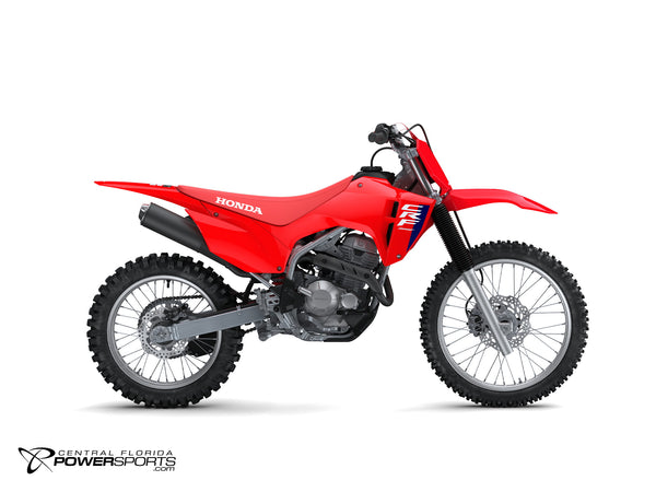 2027 Honda CRF300F in Red, side view.