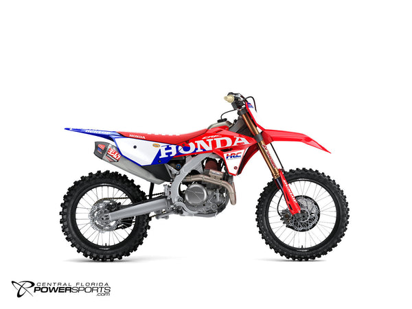 2027 Honda CRF450R HRC Works Edition in red, side view.